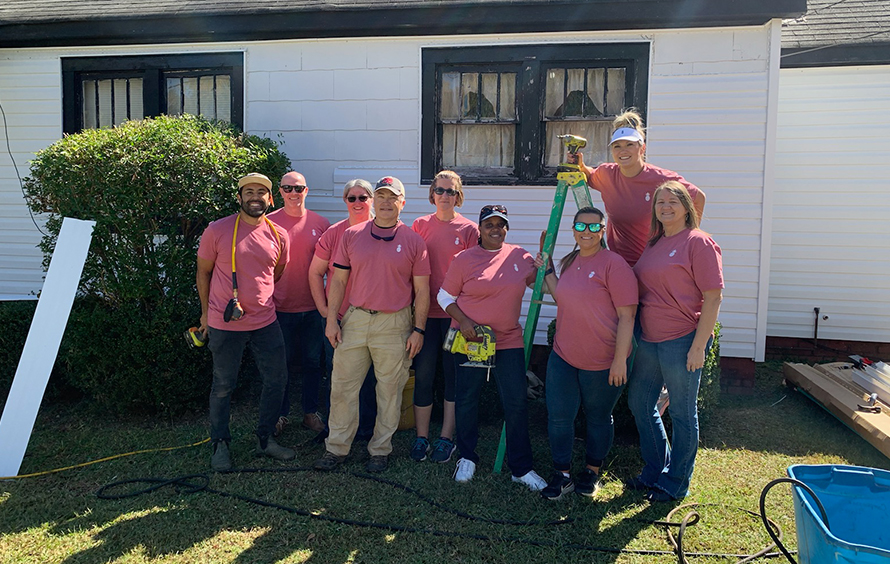 Group of Southern First bankers at Habitat for Humanity build.