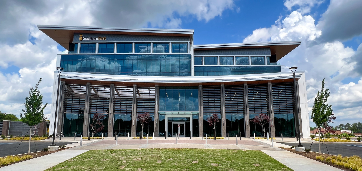 Exterior view of Southern First's 6 Verdae Blvd. Headquarters in Greenville, SC.