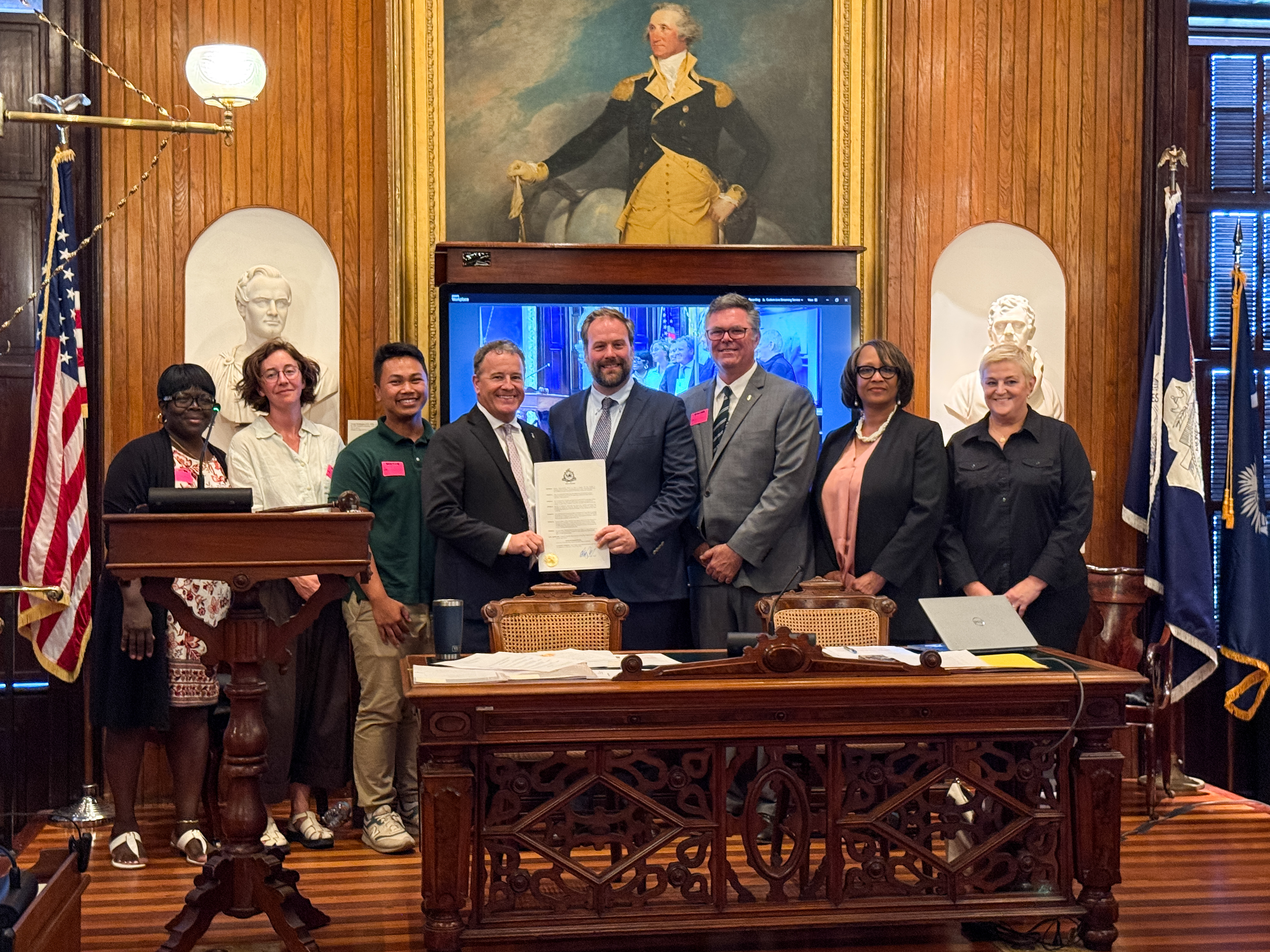 SouthernFirst_CharlestonProclamation Southern First accepts National Homeownership Proclamation from Charleston Mayor William Cogswell.