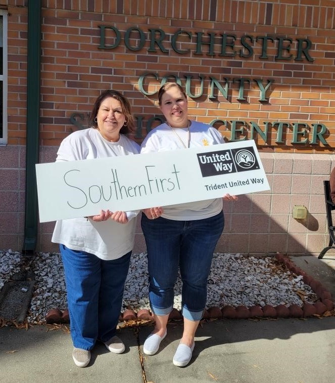 Bankers Brandy Zietner and Jasmina Herring at the Dorchester County Senior Center.